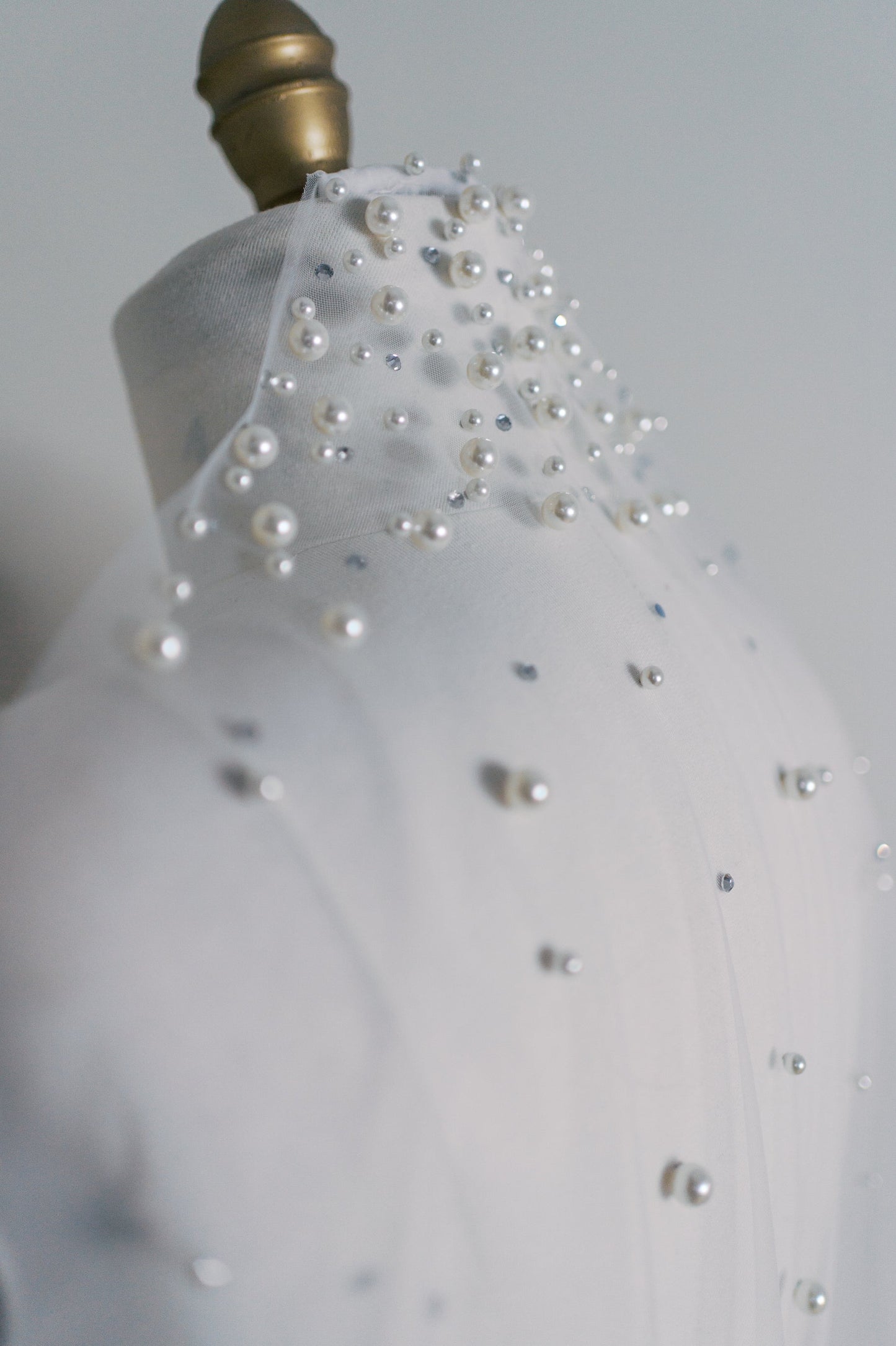 Daisy Cascading Pearl & Rhinestone Veil with Comb