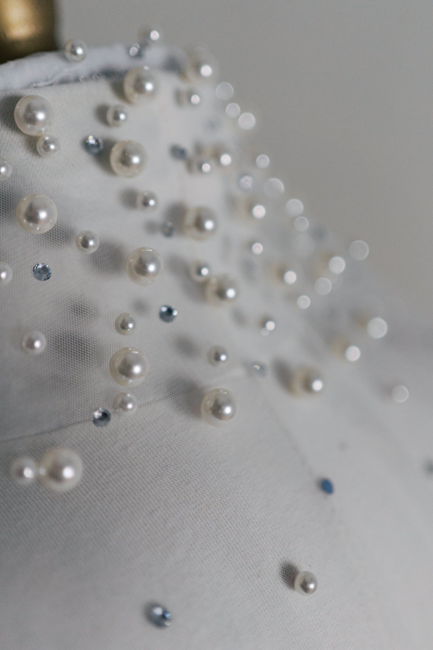Daisy Cascading Pearl & Rhinestone Veil with Comb