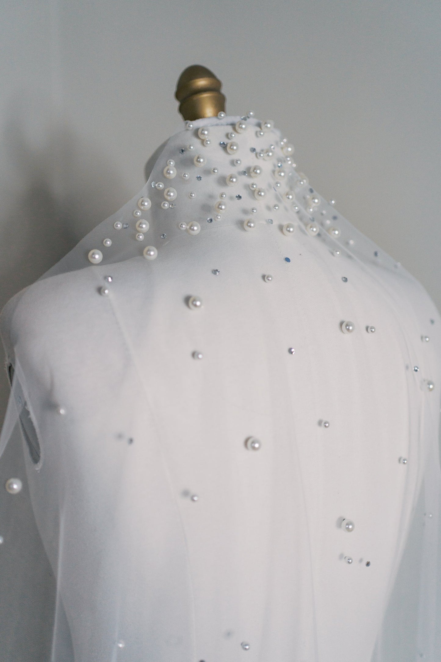 Daisy Cascading Pearl & Rhinestone Veil with Comb