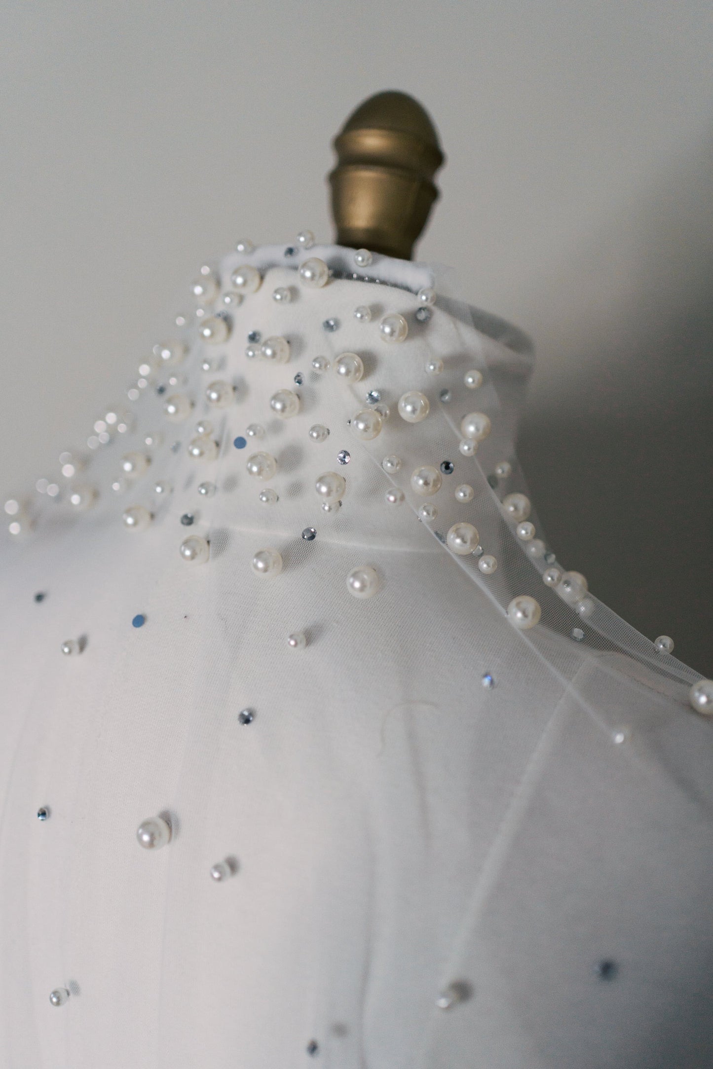 Daisy Cascading Pearl & Rhinestone Veil with Comb