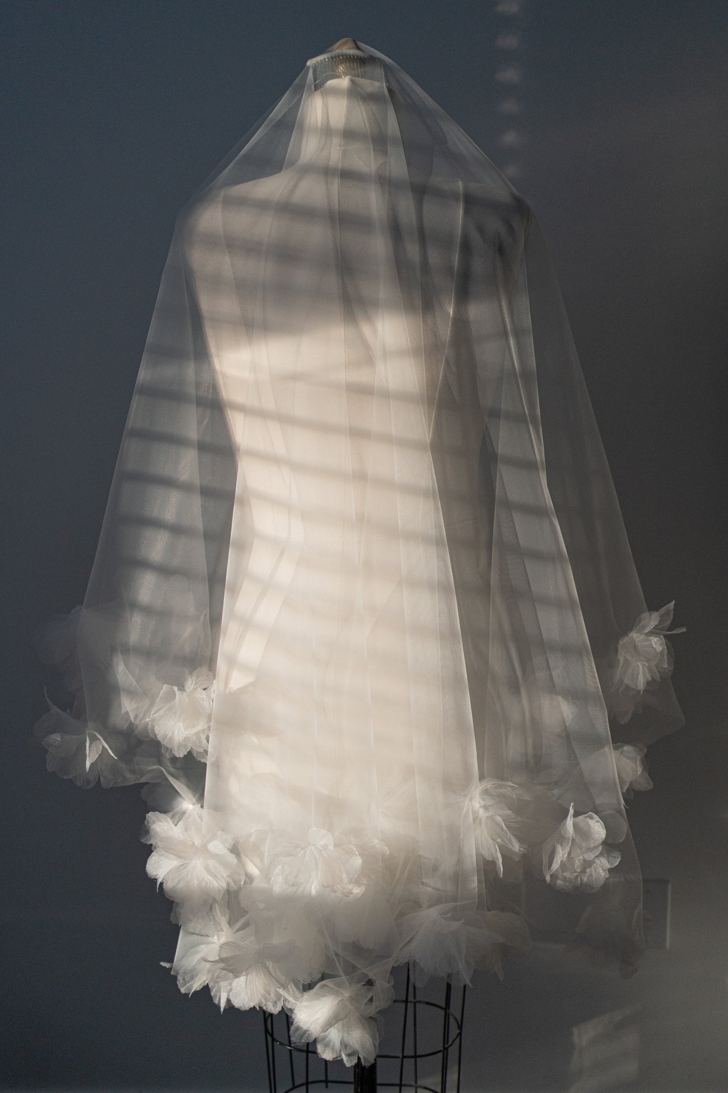 Genevieve Organza Flower Drop Veil with Comb