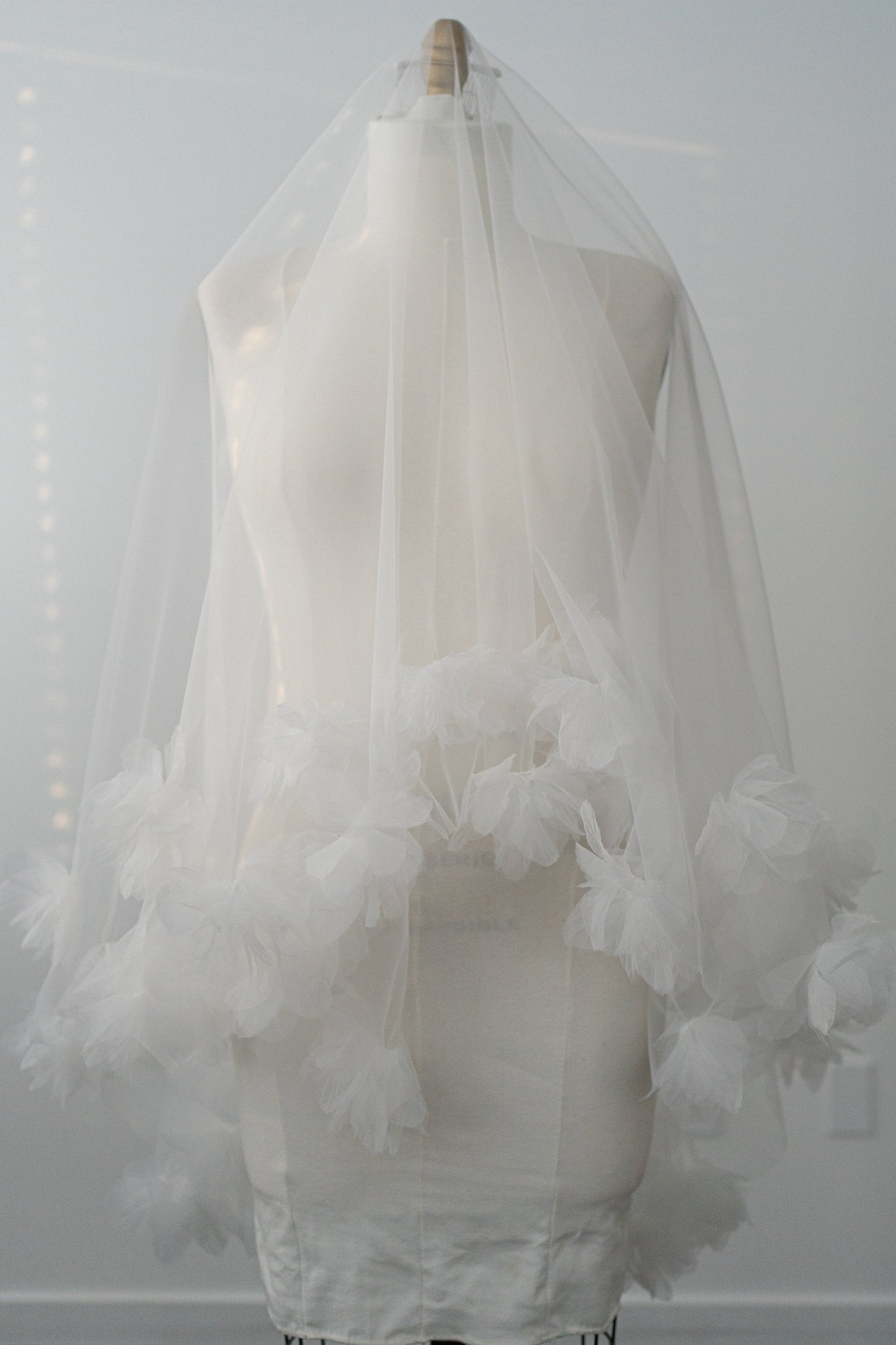 Genevieve Organza Flower Drop Veil with Comb