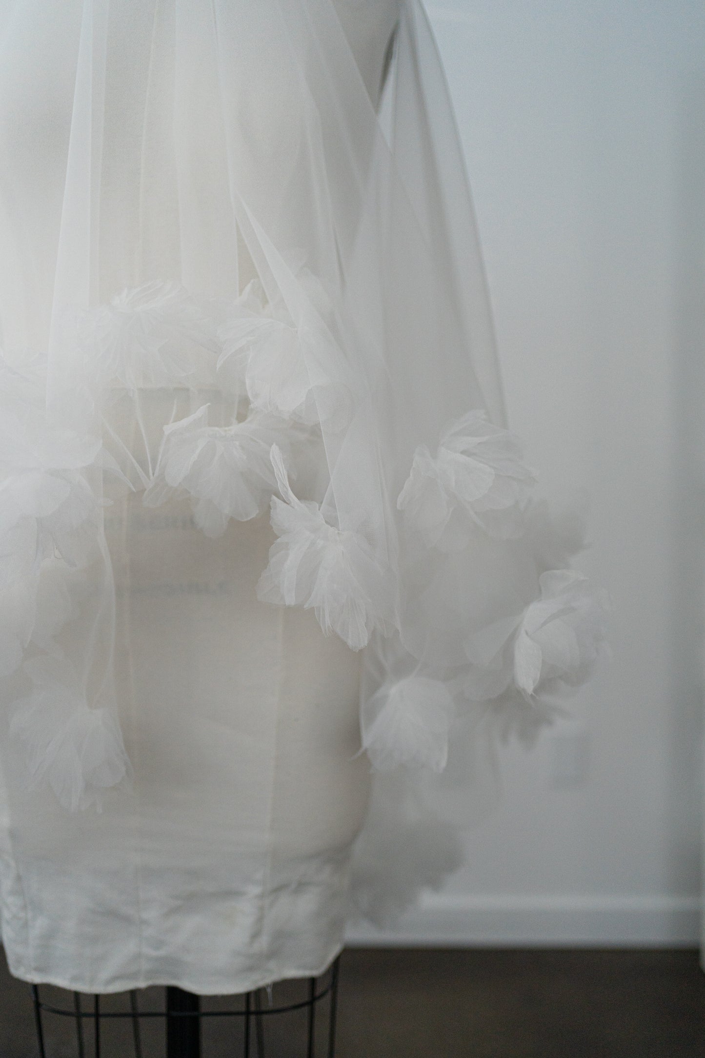 Genevieve Organza Flower Drop Veil with Comb