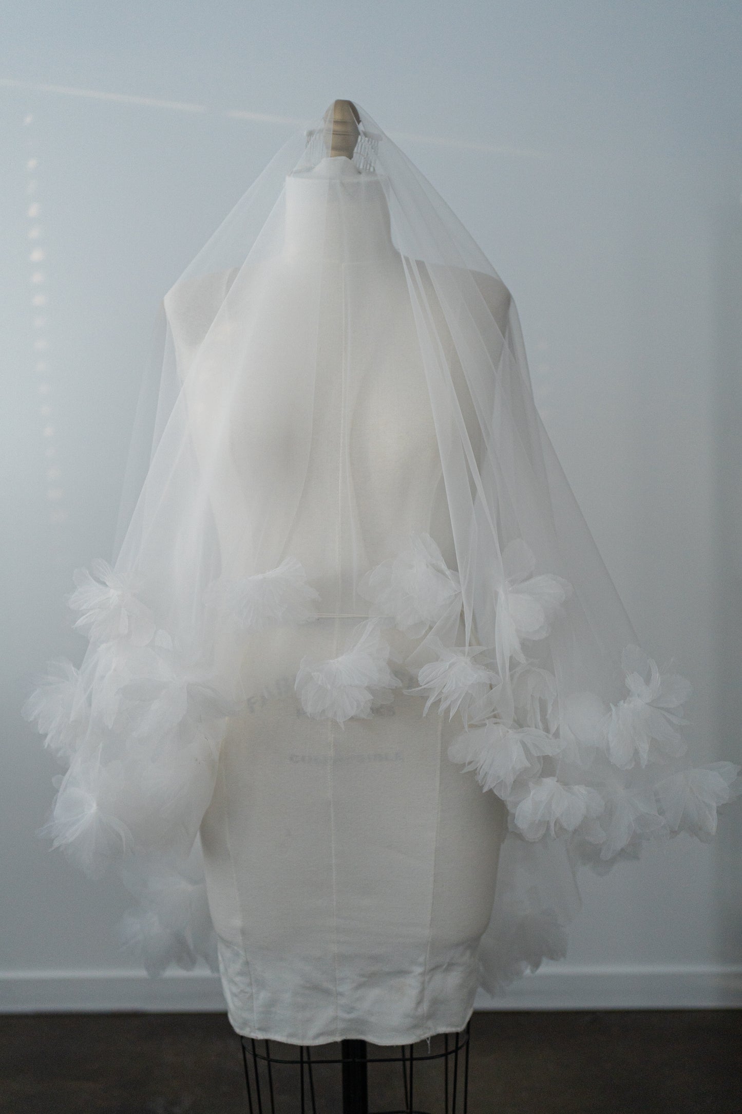 Genevieve Organza Flower Drop Veil with Comb