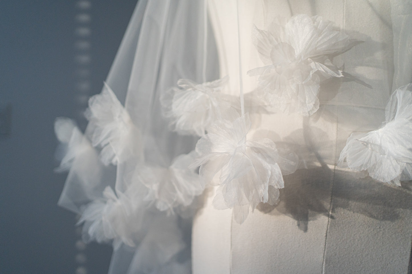 Genevieve Organza Flower Drop Veil with Comb