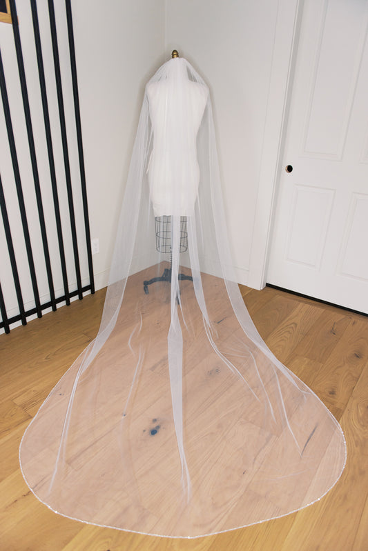 Josephine Beaded Edge Veil with Comb
