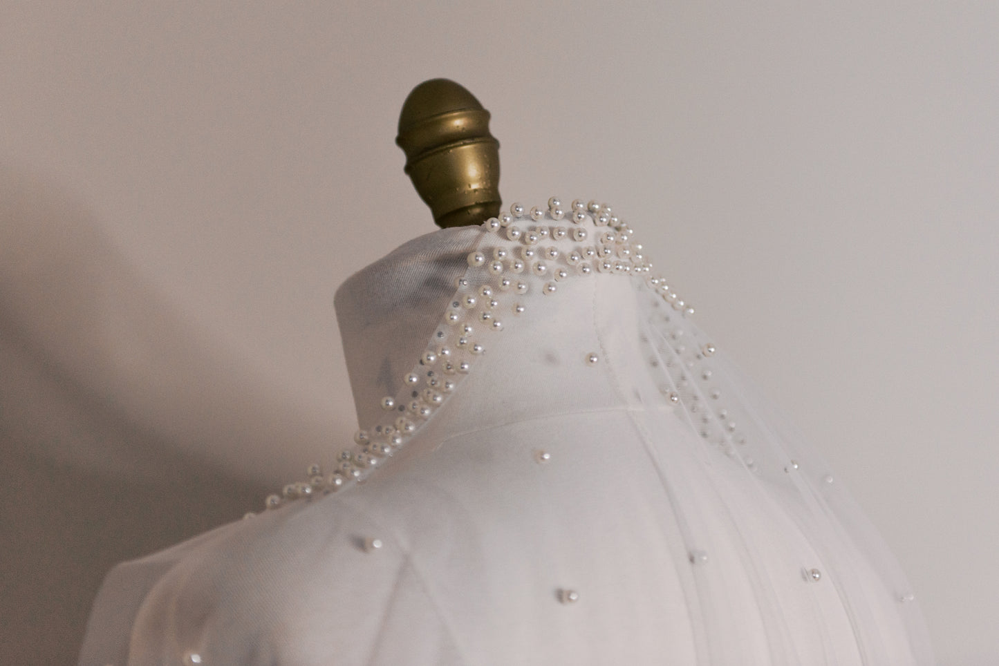 Theodora Pearl Collar Cathedral Length Veil with Comb