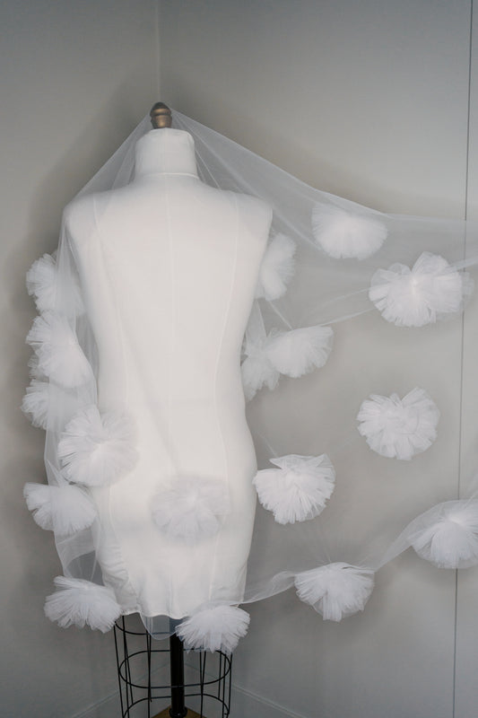 Winifred Organza Flower Drop Veil with Comb