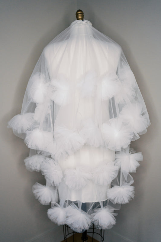 Winifred Organza Flower Drop Veil with Comb