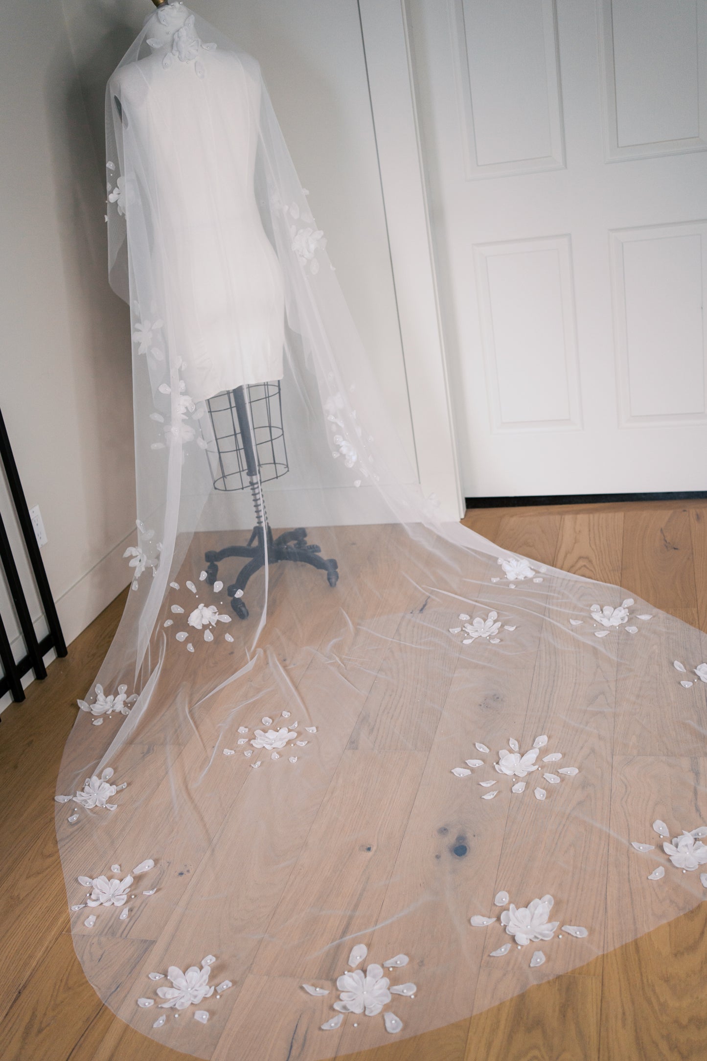 Eleanor Flower Cathedral Length Veil with Comb