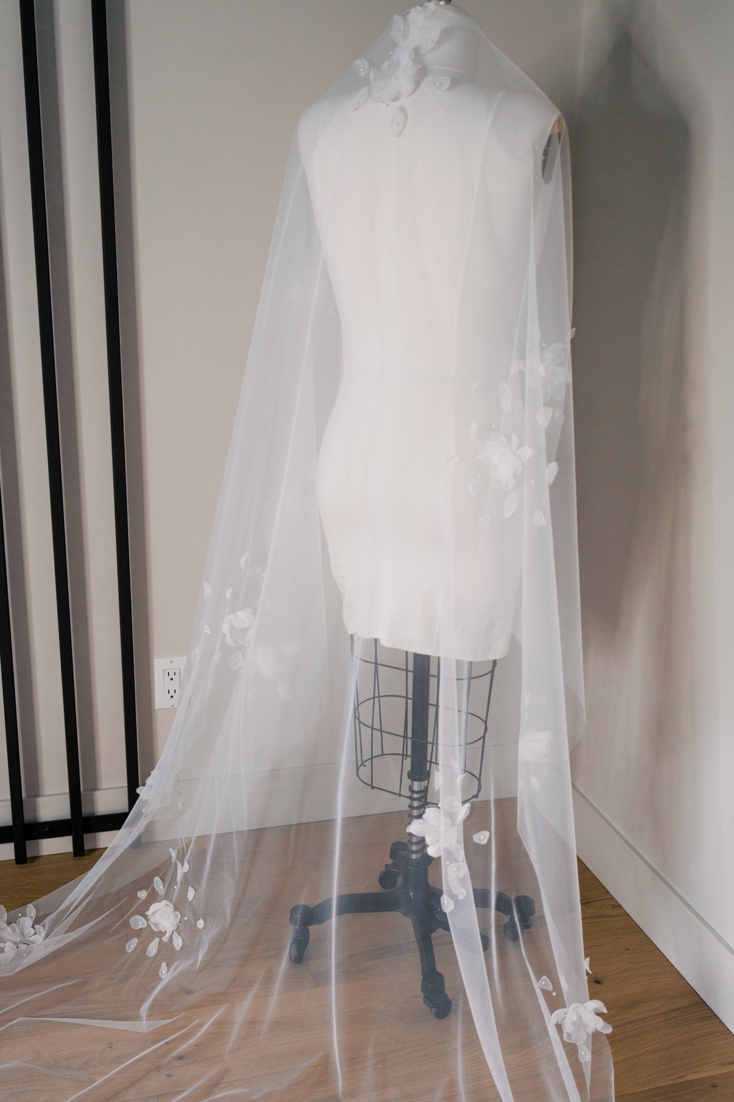 Eleanor Flower Cathedral Length Veil with Comb