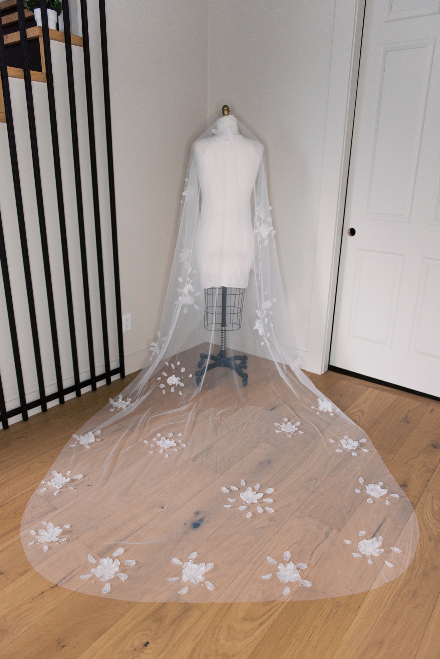 Eleanor Flower Cathedral Length Veil with Comb