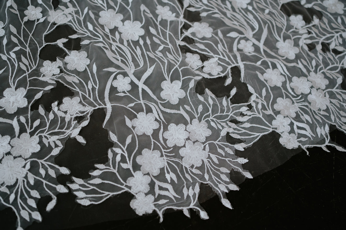 Emiliana Cathedral Length Bottom Lace Veil with Comb