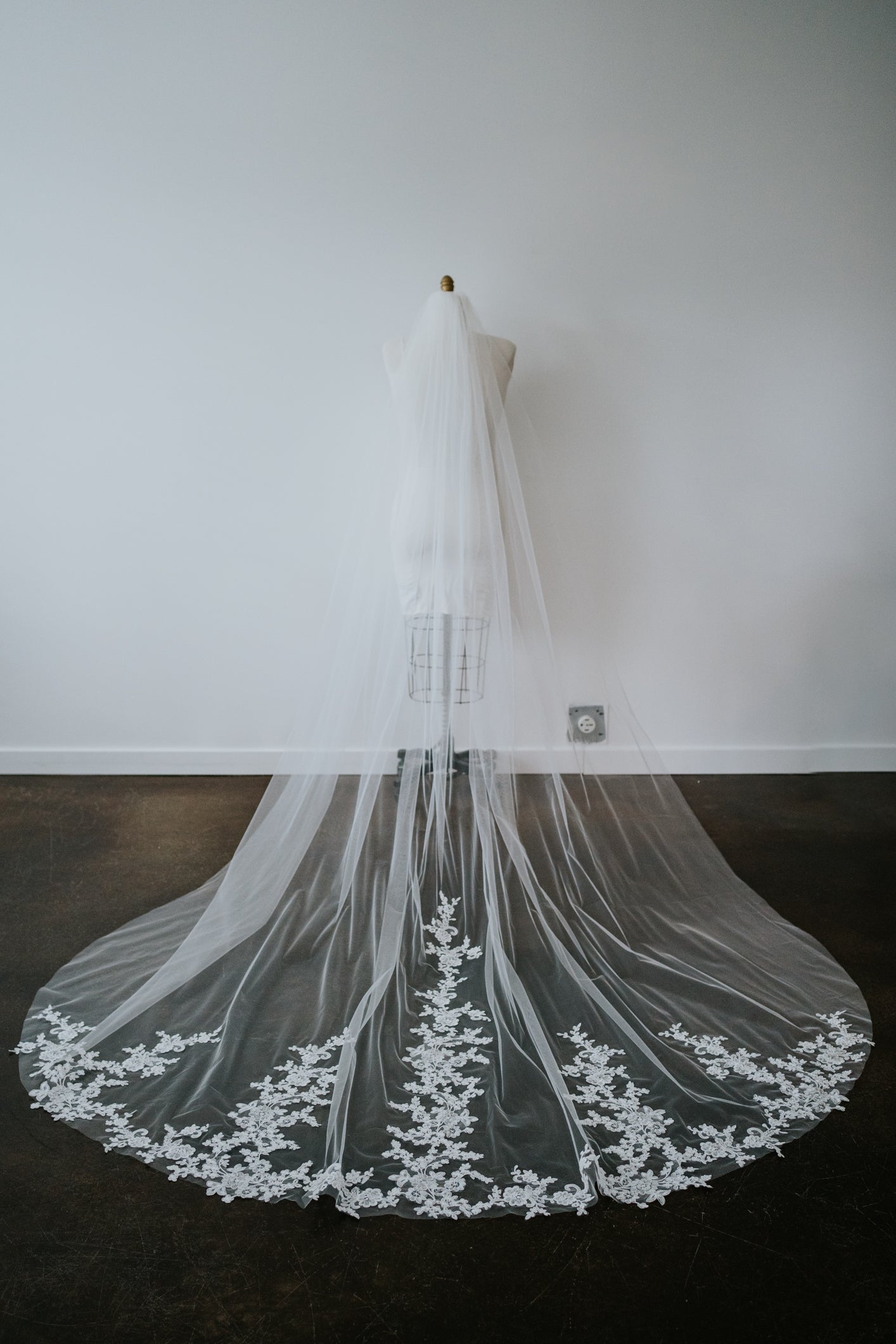 Astrid Cathedral Length Lace Veil with Comb