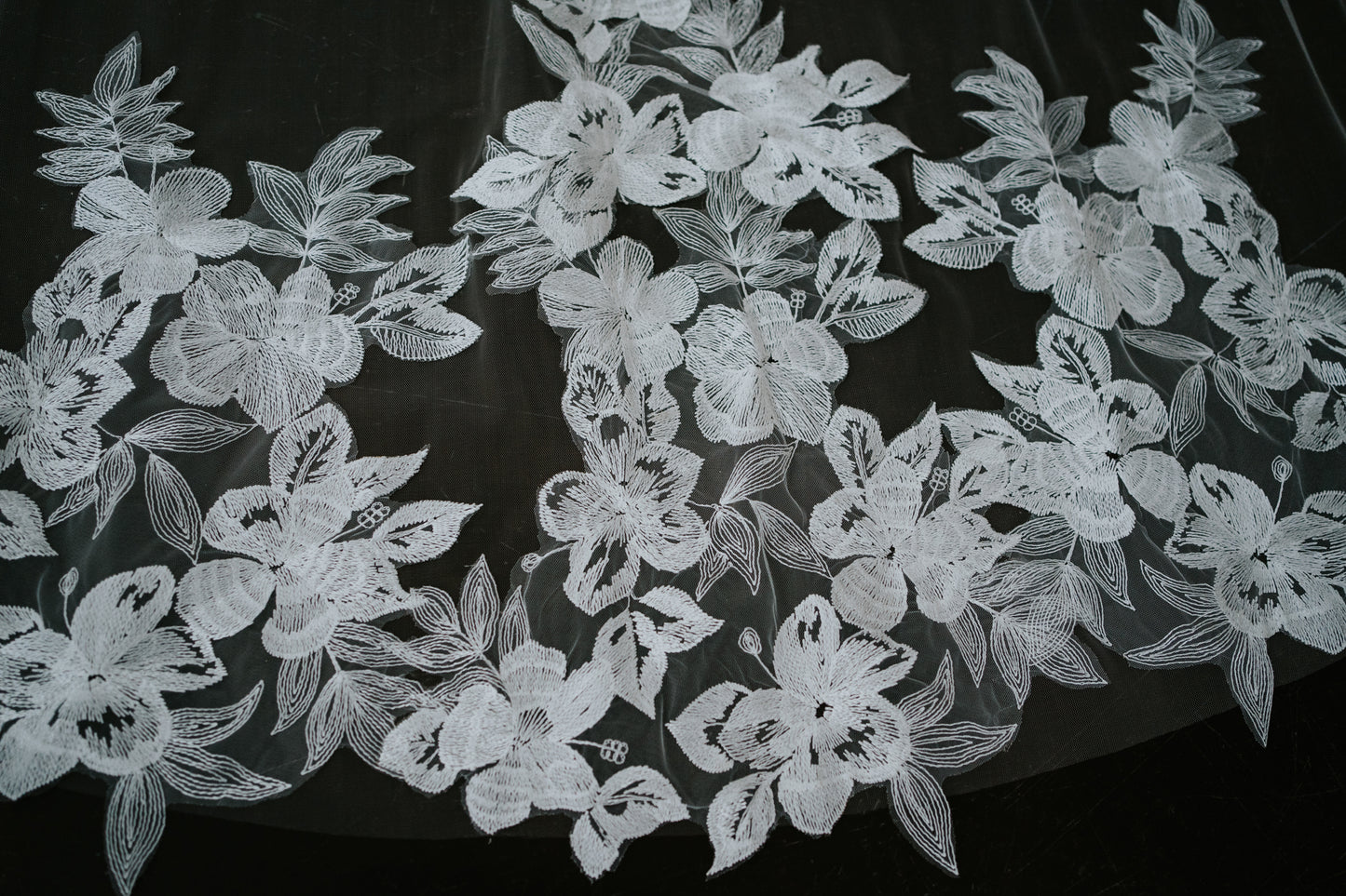 Beatrice Cathedral Length Bottom Lace Veil with Comb