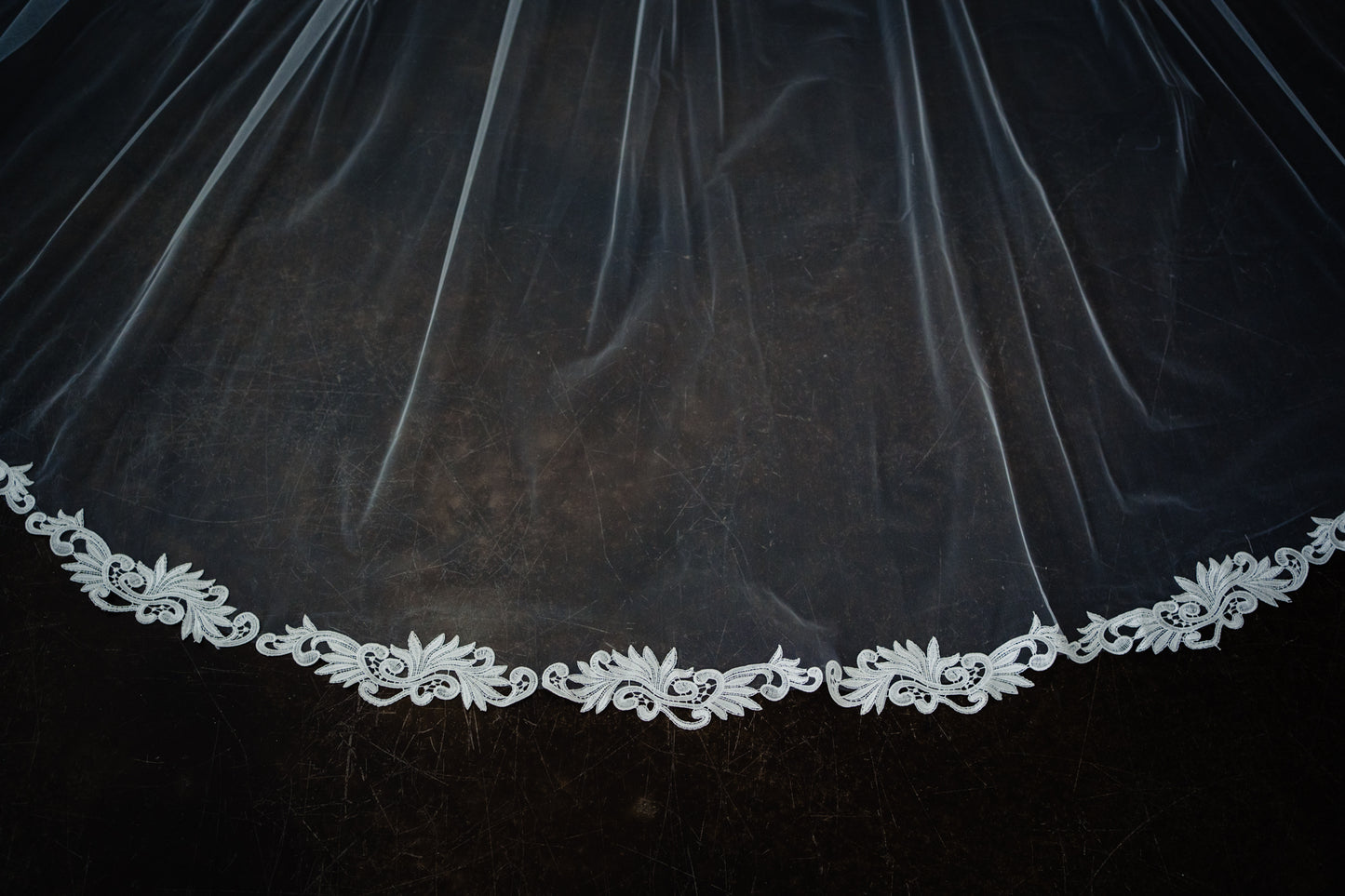 Antonia Cathedral Length Lace Edge Veil with Comb
