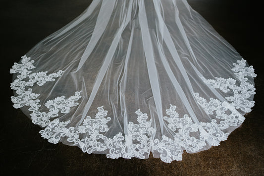 Ronan Cathedral Length Lace Veil with Comb