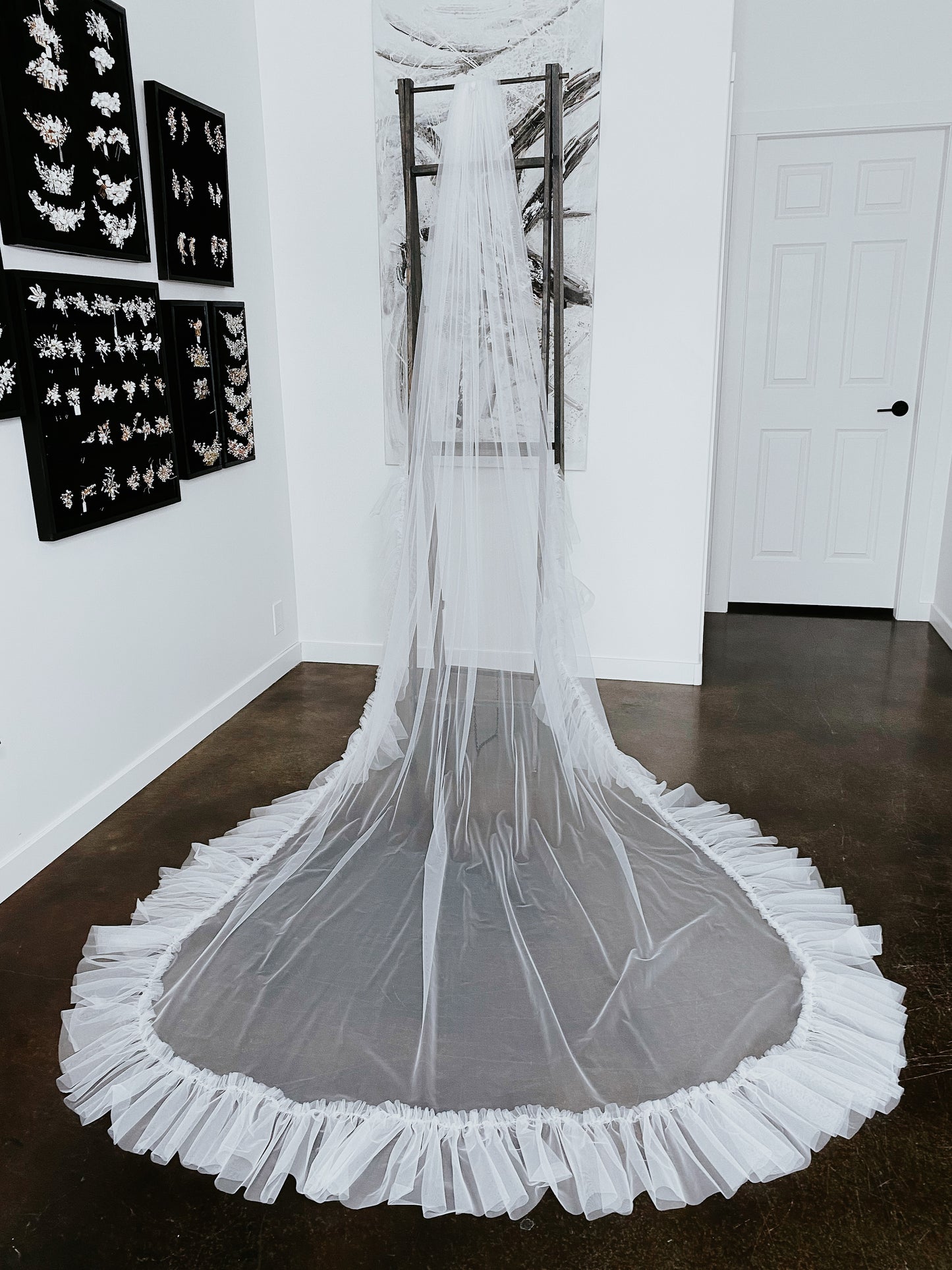 Diana Cathedral Length Ruffle Edge Veil with Comb