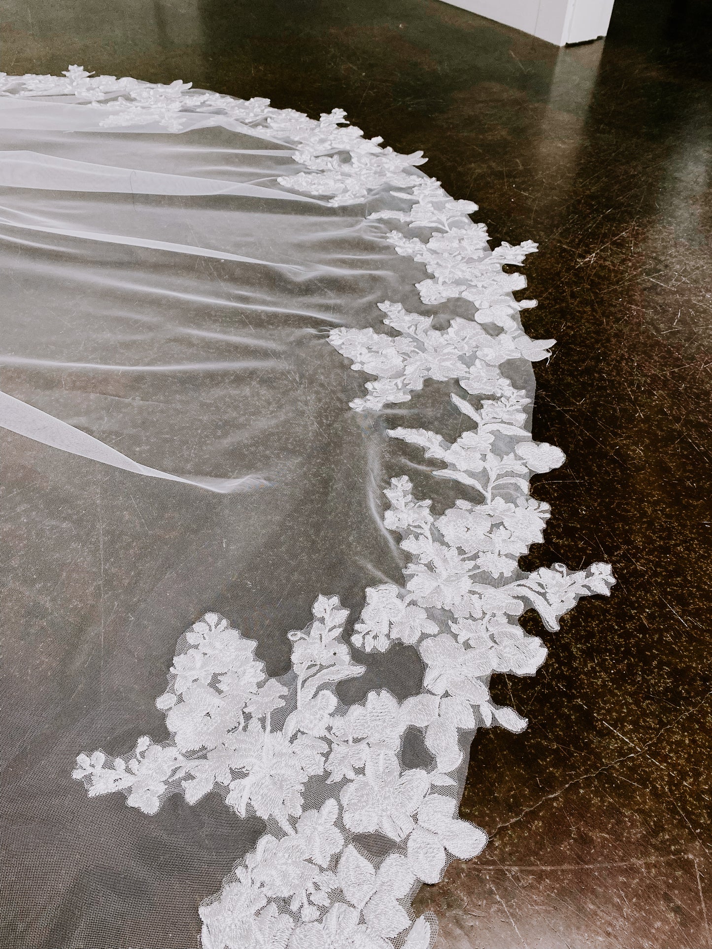 Clementine Cathedral Length Lace Edge Design with Comb