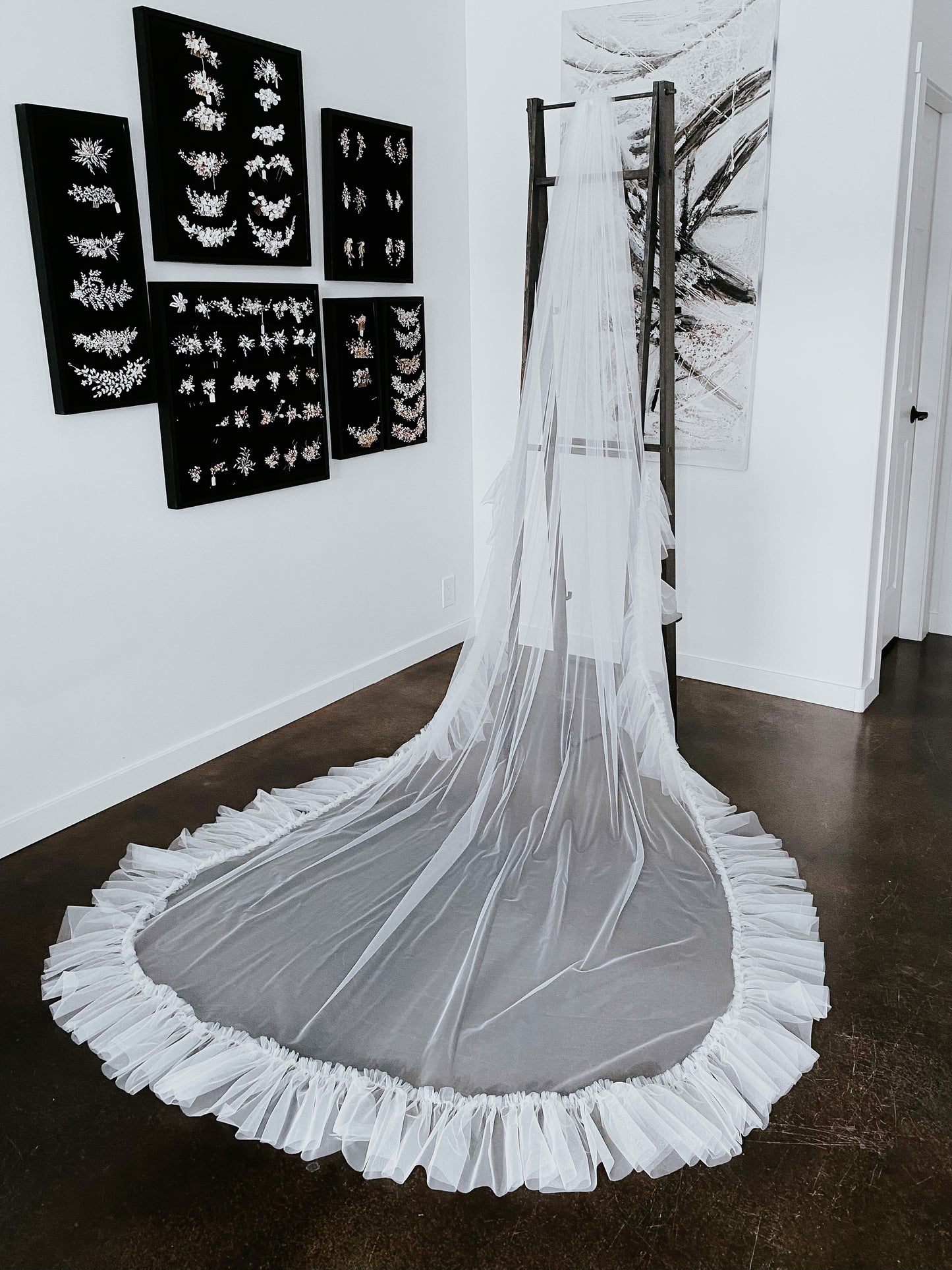 Diana Cathedral Length Ruffle Edge Veil with Comb