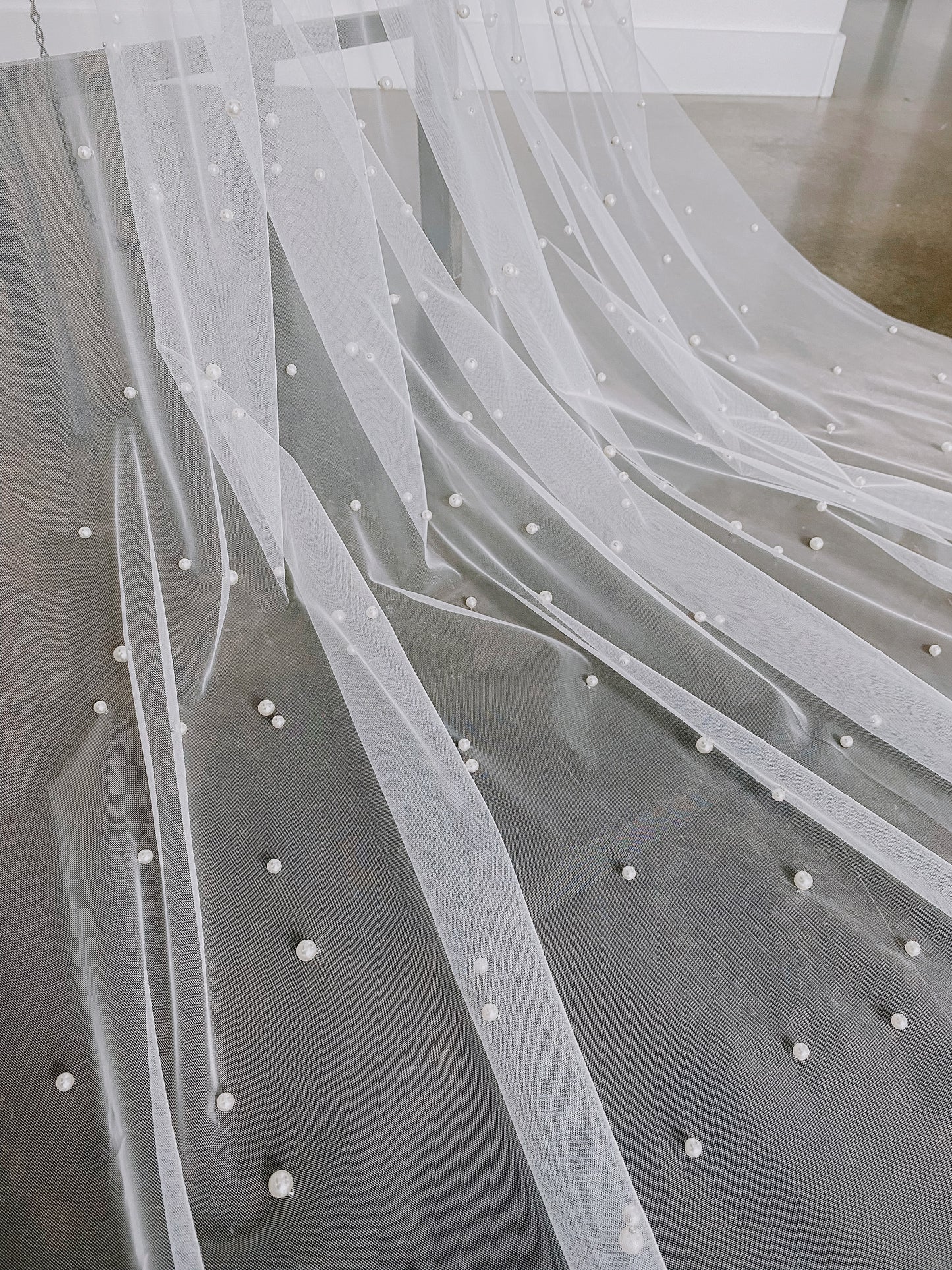 Frances Cathedral Length Pearl Studded Veil with Comb