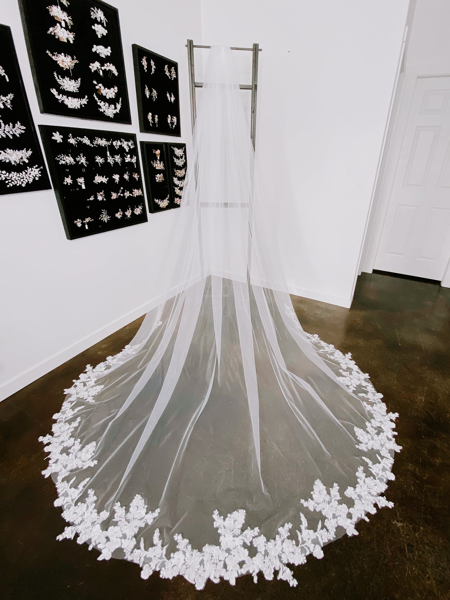 Clementine Cathedral Length Lace Edge Design with Comb