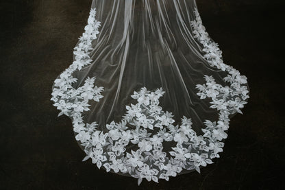 Cathedral Length Floral Lace Veil with Comb